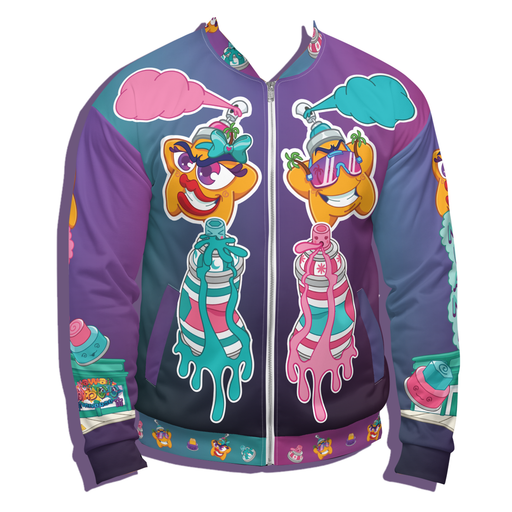 Retro Wynwood Spray Cans and Rico Suave Crew Freaky Kiss and Kawaii Universe Collab Unisex Zip Jacket Apparel Kawaii Universe