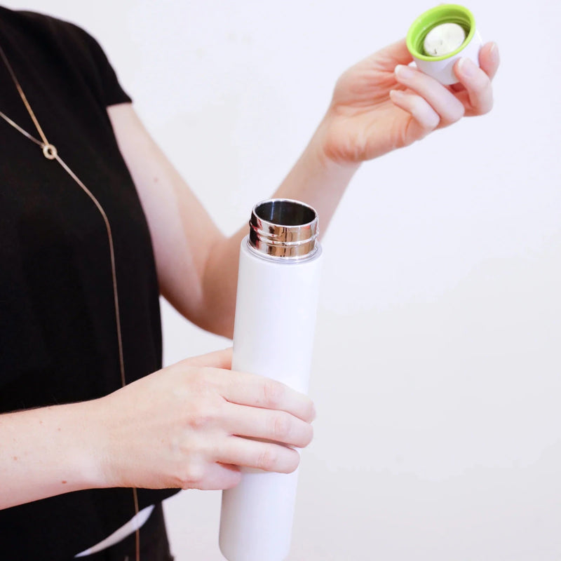 Slim White Bottle Water Coffee Thermos Accessory Kikkerland