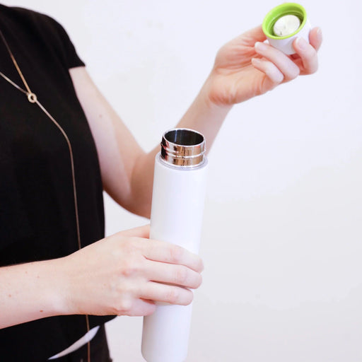 Slim White Bottle Water Coffee Thermos Accessory Kikkerland