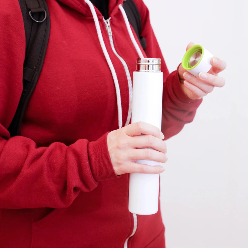 Slim White Bottle Water Coffee Thermos Accessory Kikkerland