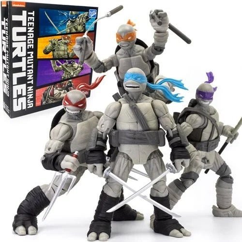Teenage Mutant Ninja Turtles BST AXN Turtles IDW Comic Black and White 5-Inch Action Figure 4-Pack - SDCC 2023 Exclusive Toys & Games ToyShnip