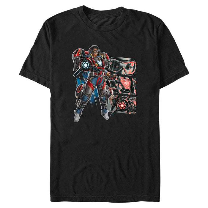 Men's Marvel Black Panther Wakanda Forever Iron Heart Hero Panels T-Shirt Apparel Marvel Black Panther Wakanda Forever