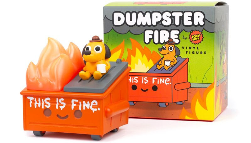 Lil Dumpster Fire This is Fine Edition Vinyl Figure Vinyl Art Toy 100soft
